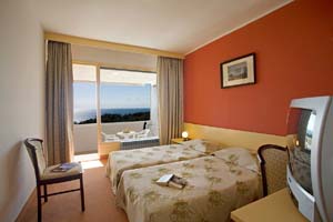 Superior twin with sea view, balcony, private facilities (bath), and half board